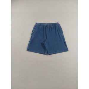 Lands End Women Denim Short S Blue High Rise Pull On Slash Pocket Casual Fit